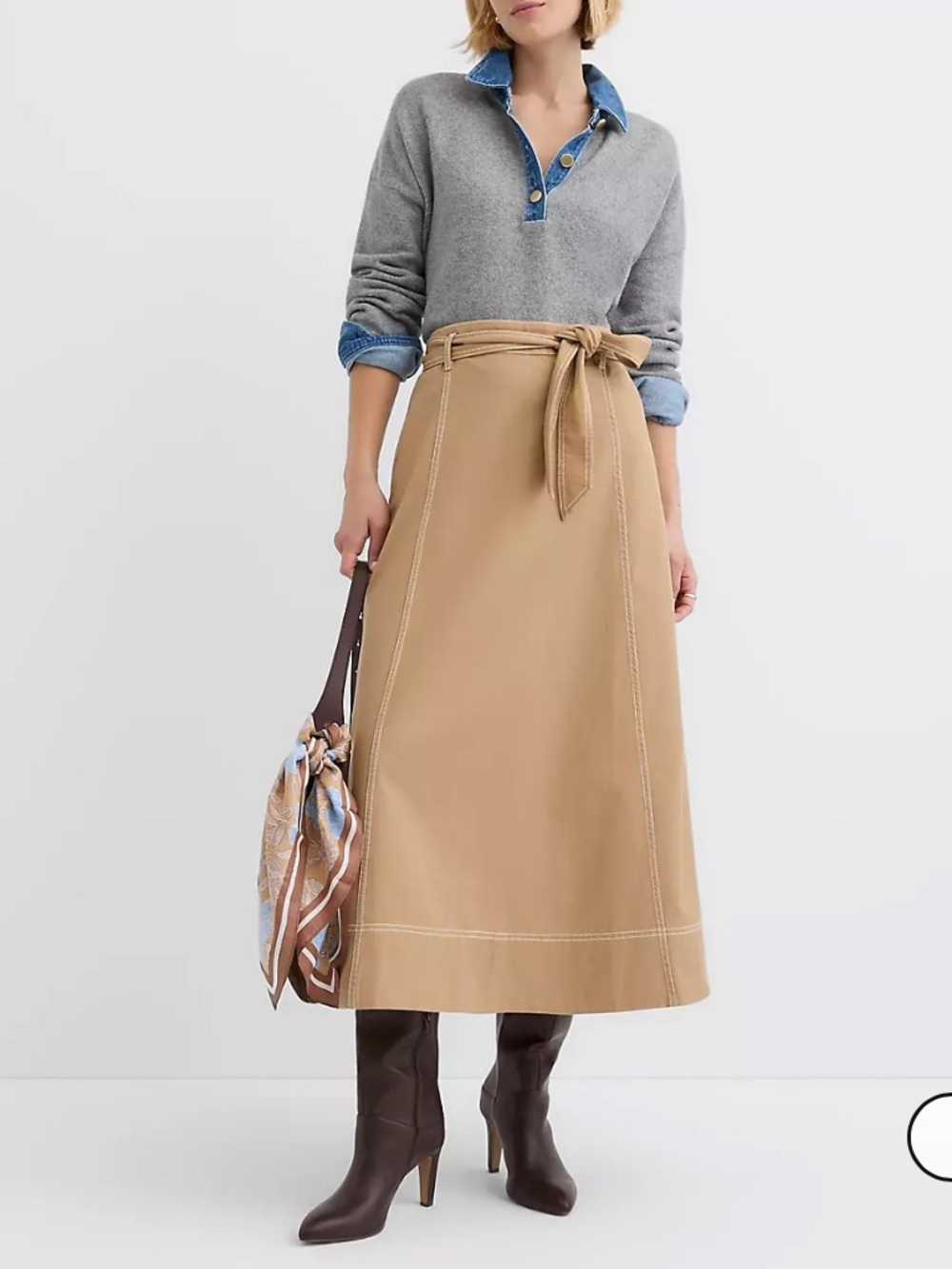 Women’s Belted Midi Pocket Skirt